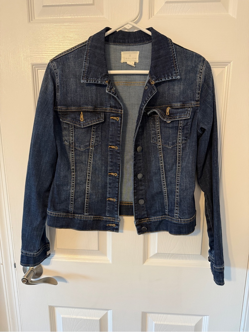 Caslon Dark Blue Denim Jacket with Button-Front